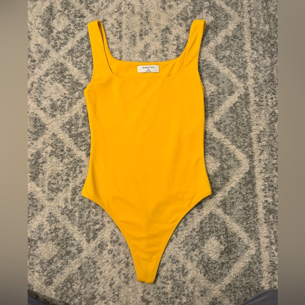Aritzia Contour Squareneck Tank Top Bodysuit in Yellow/Gold